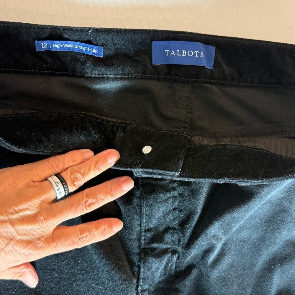Talbots High Waist Straight-Leg Pants – Black Velvet Touch  size 12 - Picture 6 of 8